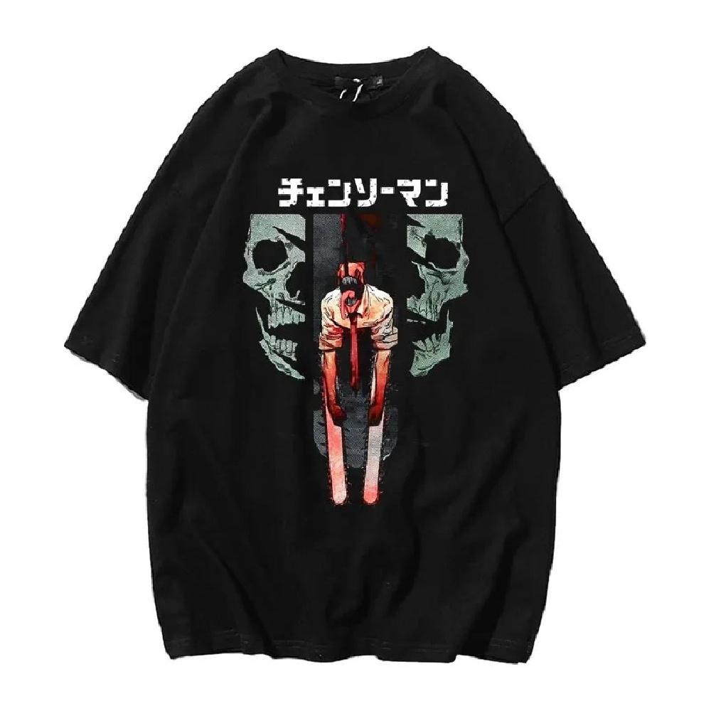 

Chainsaw Man Anime Handsome Printed Summer Men s Casual Comfortable 100% Cotton T-Shirt Outdoor Street Fashion Menswear4 XXXXXL чорний