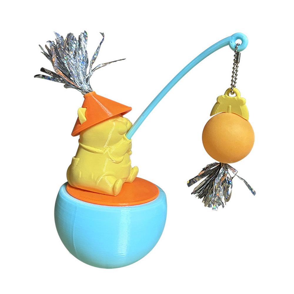 

New Cat Toy Set: Teaser Wand + Cute Tumbler Scratching Ball, Self-Playing for Boredom Relief, жёлтый