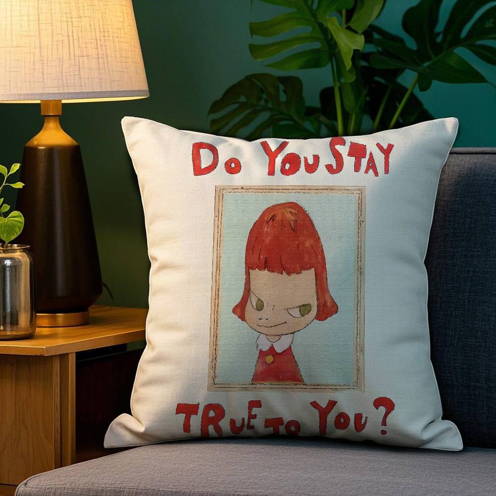 Anime Y-Yoshitomo N-Nara Pillow Case Anti-Dustmite Pillowcase Invisible Zipper Silky Sofa Cushion Cover