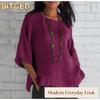 Women's Fashion Casual Solid Color Print Long Sleeve O-Neck Blouses & Shirts