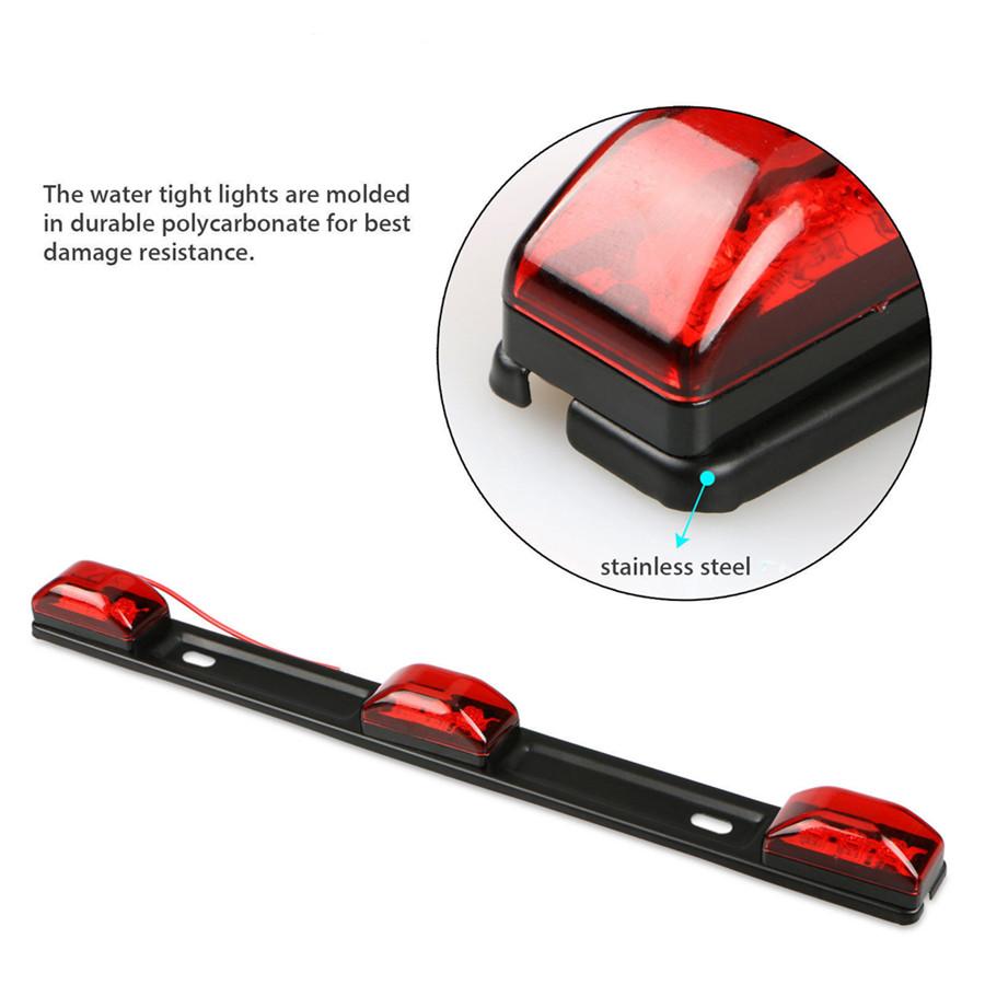 Red Clearance ID BAR Marker Light 3 Light 9 LED Trailer Sealed Stainless Steel