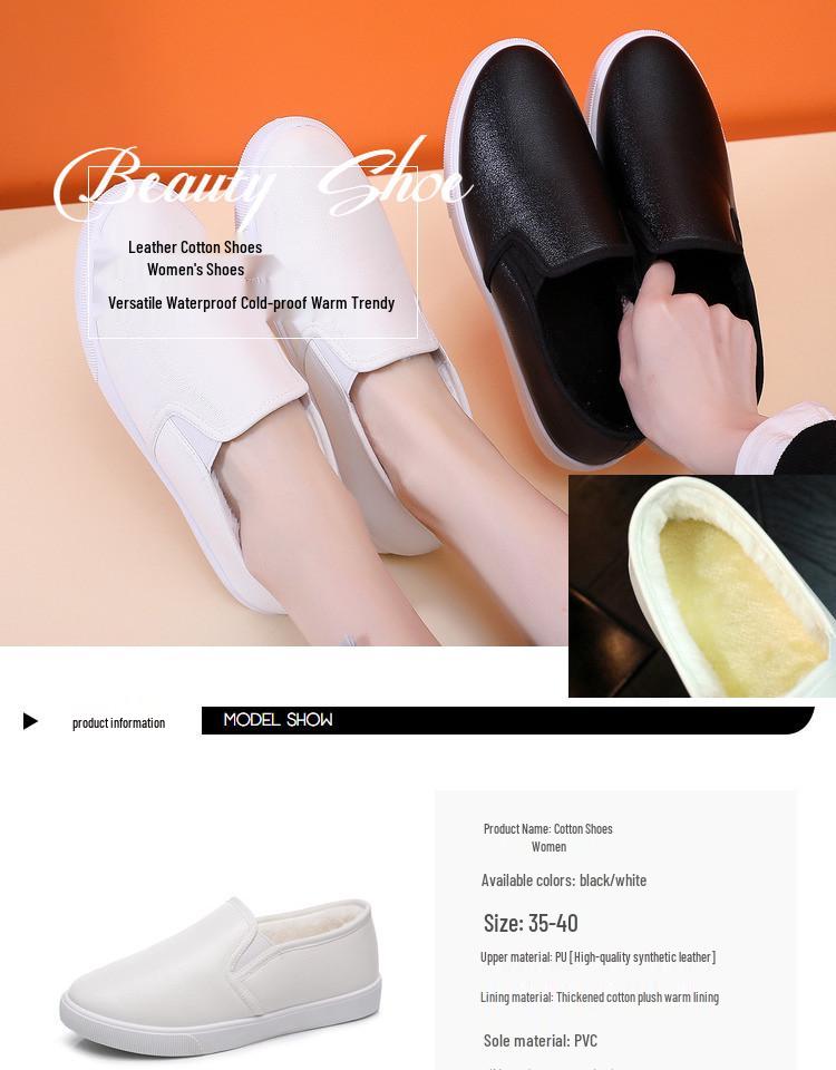 Versatile Women's White Slip-on Shoes - Autumn/Winter Flat Leather Sneakers for Nurses and Students