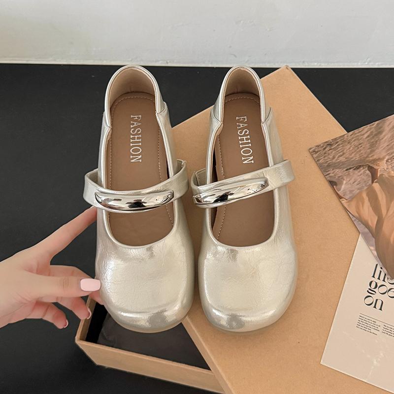 Fashion European Goods All-match Niche Literary Style Metal Flat Mary Jane Shoes Women's 2025 Spring New Round Toe Retro Single Shoes