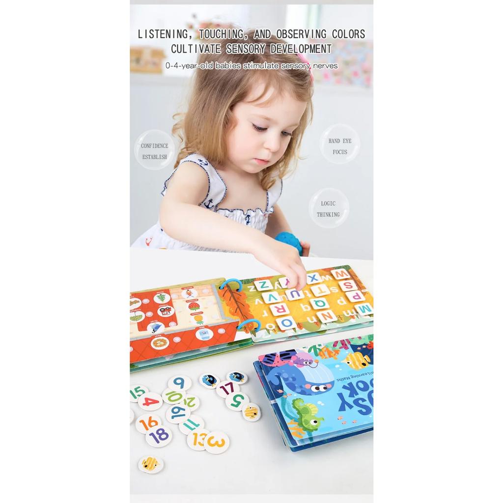 Montessori Baby Beschäftigungsbuch Mein erstes Ruhiges Buch Aufkleber Frühes Lernspielzeug Kinderspielzeug Zuordnungsspiel für Babys 2 3 Jahre