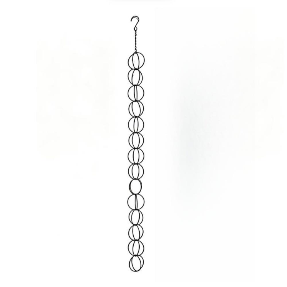 Catene per la pioggia per grondaie 122 cm Anello di ferro Catena per la pioggia nera Per esterno Decorativa Raccoglitore per grondaie Pluviale Appesa Catena per grondaie