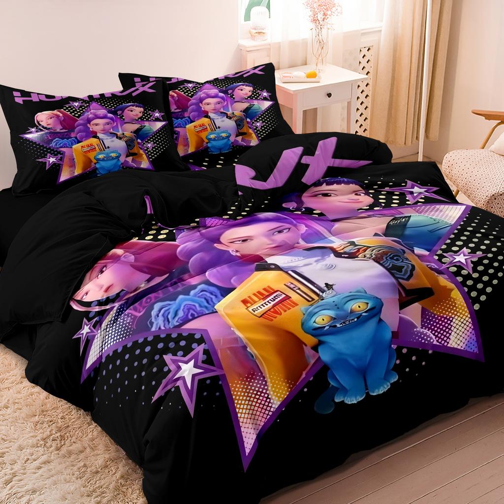Kpop Demon Hunters Huntrix Bedding Set Single Twin Full Queen King Size Bed Set Adult Bedroom Sets BedDuvet Cover