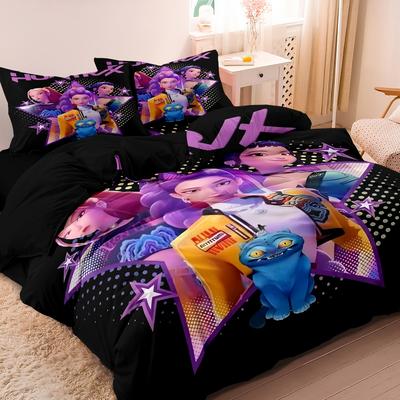 Kpop Demon Hunters Huntrix Beddengoed Set Eenpersoons Twin Volledig Queen King Maat Bedset Volwassen Slaapkamersets Anime BedDekbedovertrek