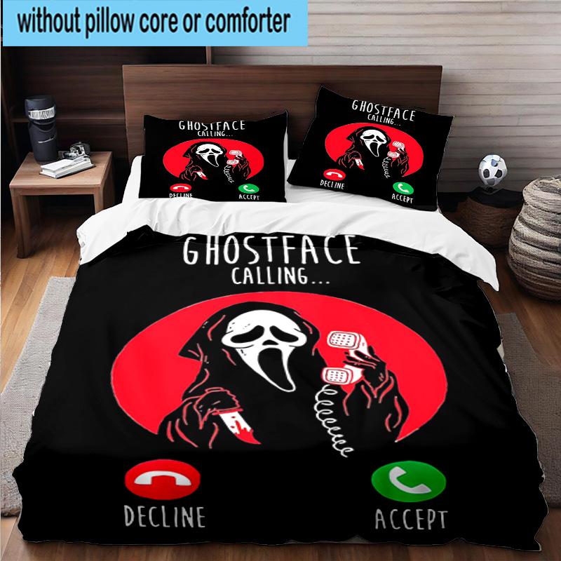 3PCS Scr-eam Horror Movie 3pcs Bedding,Including 3PCS Duvet Cover And 2pcs Pillowcases Perfect for Christmas,Ideal for Bedroom, Dormitory