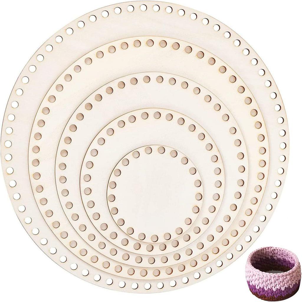 Perforated Wood Basket Base Blank Crochet Basket Base for Making Crochet Knitting Baskets Hand Weaving Home Decoration