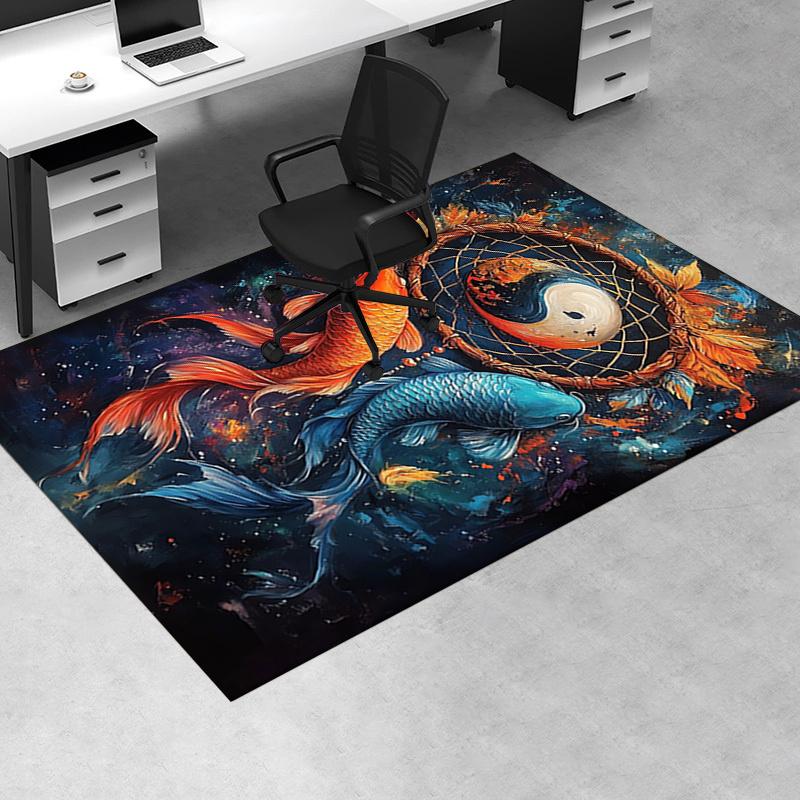 1pc Koi Fish,Yin Yang Symbol,Dreamcatcher Office Carpet Soft Polyester Entrance Carpet Washable Non