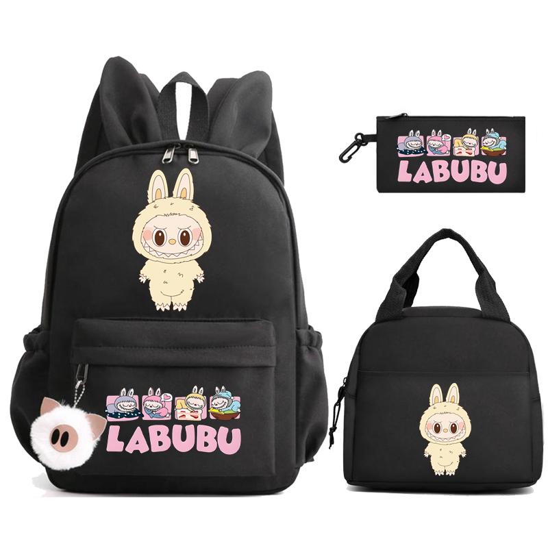 3Pcs/set Cute Printed Backpack Lunch Bag Pencil Case Children Girl Boy Mokoko Student Schoolbag Zimomo Kid Gift Mochila