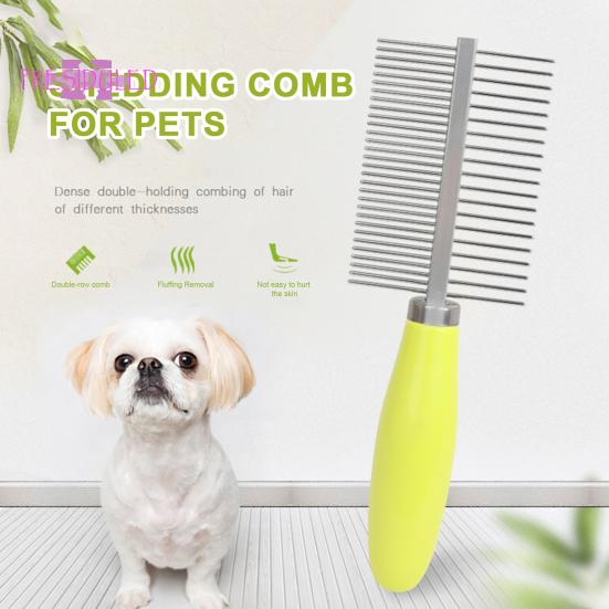 

Двухрядная расческа для домашних животных — щетка для ухода за волосами с нежной эпиляцией кошек и собак, расческа для чистки, товары для домашних животных зелёный