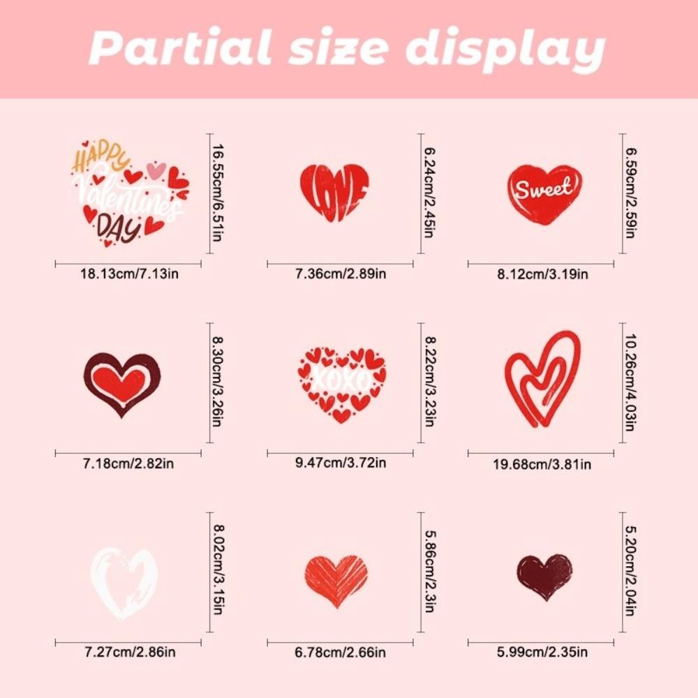 6 Sheets Creative Heart Valentine'S Day Window Stick Double-Sided PVC Window Decals Window Decorations Wedding