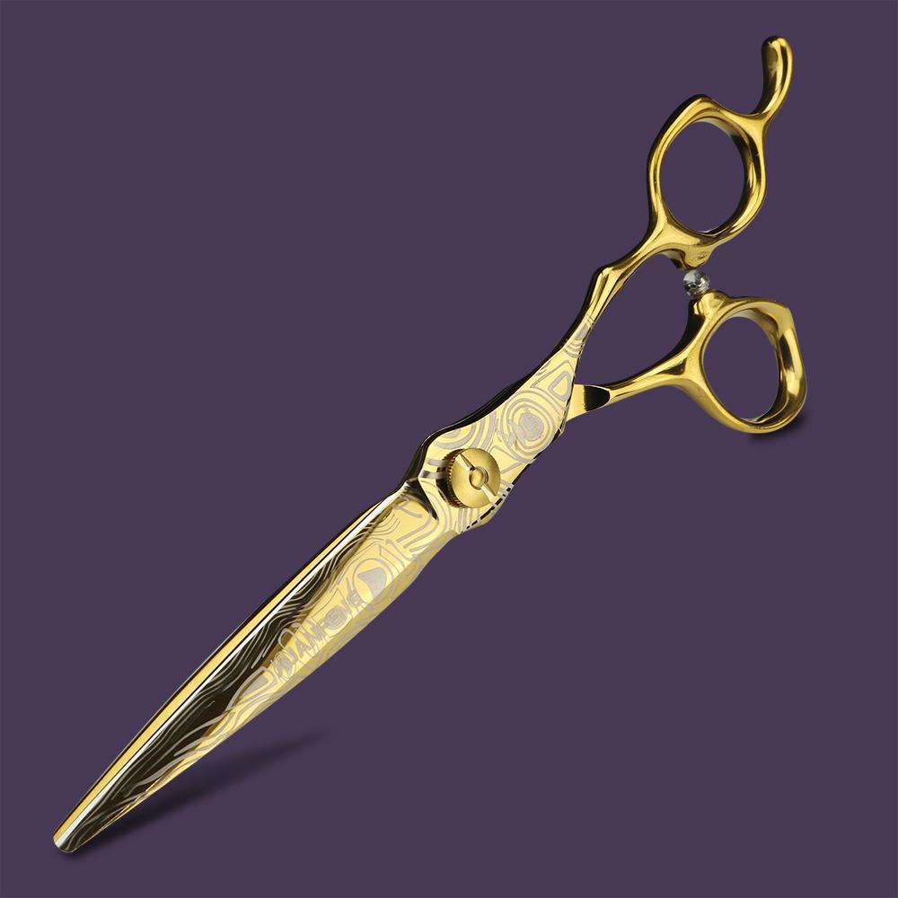 XUANFENG 7-inch Golden Hair Scissors Barber 440C Cutting and Thinning Scissors