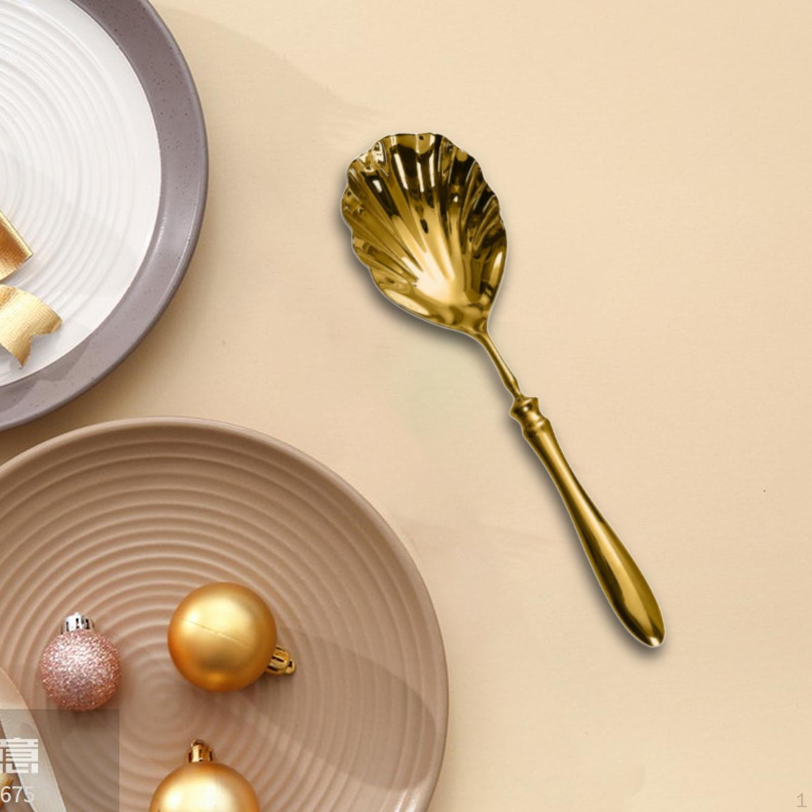 

Обеденная ложка Многофункциональная Форма ракушки Компактная Чайная ложка Поливание для Отеля Празднований Дома gold large