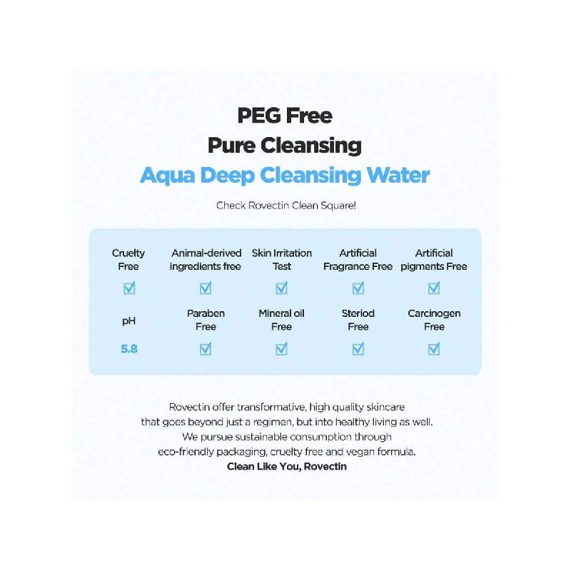 Rovectin Aqua Deep Cleansing Water 400ml - Impurities Remover From Ocean Deep With Hyaluronic Acid And Marine Plants From Jeju Island