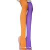Two Tone Candy Colored Contrast Tights Stockings Open Crotch Designs Asymmetrical Multicolor Pantyhose Hosiery for Women