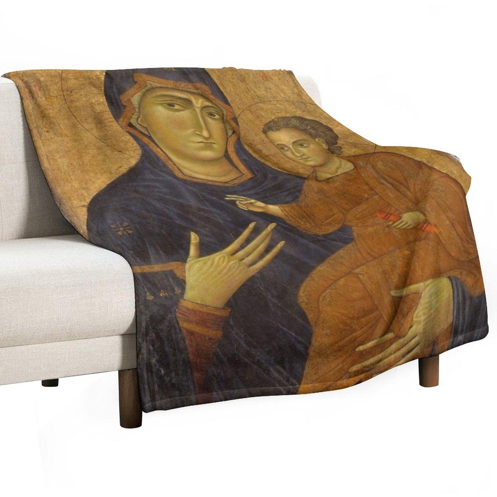 

Madonna and Child, Berlinghiero 1300-1500 Throw Blanket halloween Heavy Luxury Designer heavy to sleep Blankets 30x40in
