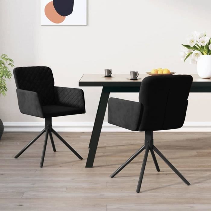 VidaXL Chaises pivotantes de salle à manger 2 pcs Noir Velours 344796