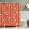 Fruit Pattern Shower Curtain With Cartoon Design For Bathroom Decor Peach Color, Waterproof Fabric Suitable For Kids' Rooms Or K
