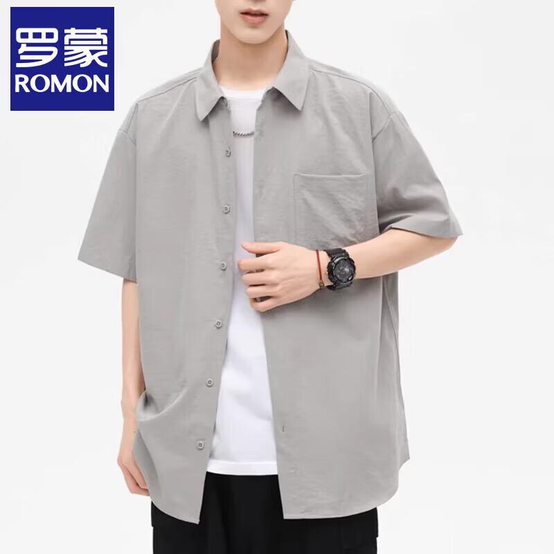 Romons Men s Ice Silk Short Sleeve Casual Shirt M