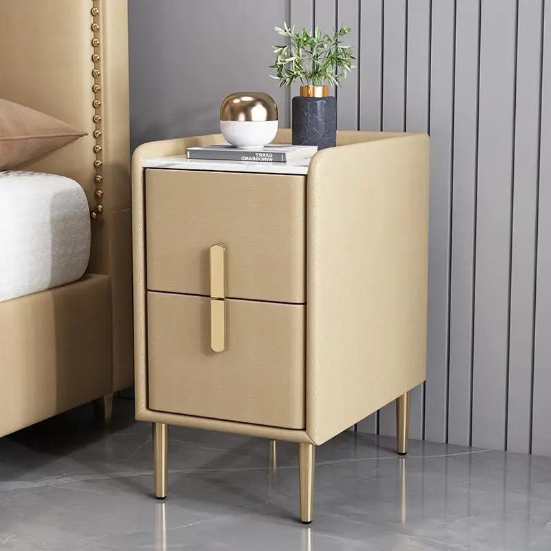 Nordic Light Luxury Modern Solid Wood Bedside Table Cabinet Free Installation Mini Bedroom Multi-layer Shelf Storage Cabinet