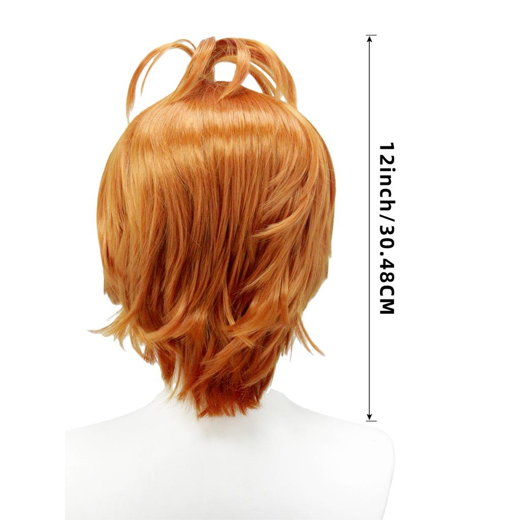Orange-Brown Top Double Pony Braid Up Wig Bangs Fluffy Layered Glossy Soft Spunky Cosplay Personal Style synthetic wig