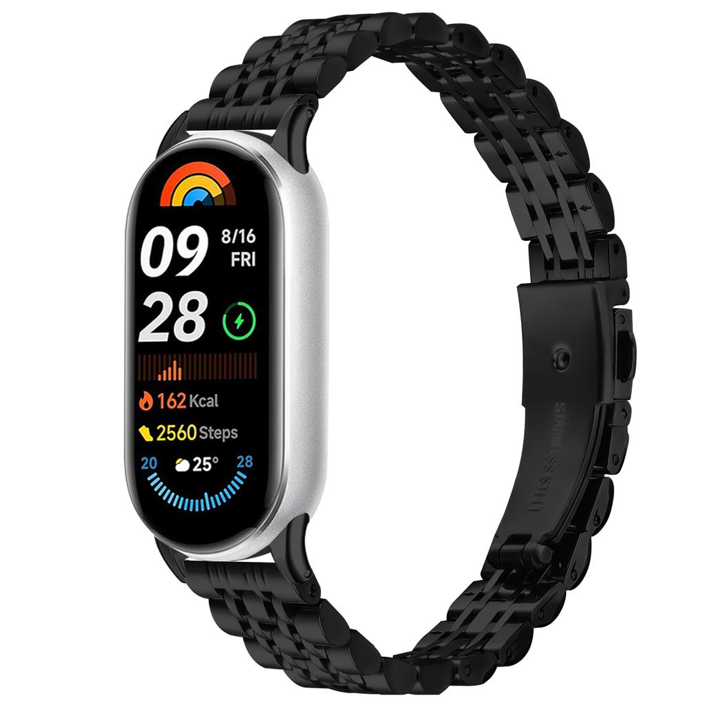 Correa de Reloj Para Xiaomi Smart Band 10/9/8, Correa Fina de Acero Inoxidable de 7 Perlas