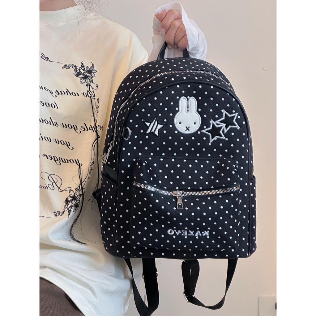 Schoolbag new high-value cute polka dot Miffy rabbit backpack Korean girl backpack large capacity light commuter schoolbag