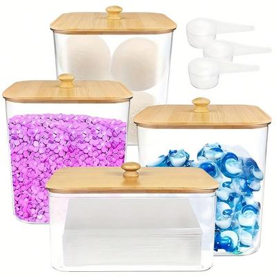 Laundry Pods Container,Clear Laundry Room Organization Containers,Large Laundry Detergent Powder Storage Containers with Lids