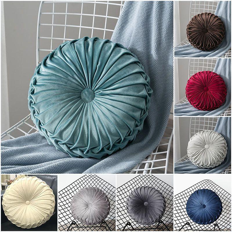 Luxurious Plush Pleated Round Pumpkin Pillow Soft Touch Couch Cushion Floor Decor