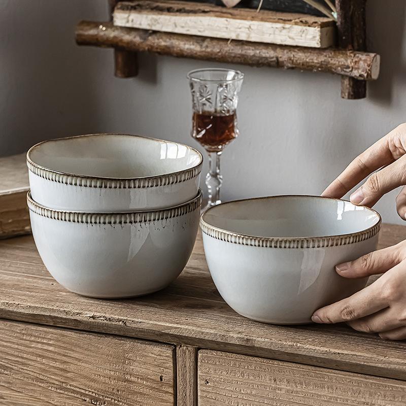 Rice Bowl Japanese Kiln Ceramic Bowl Household Rice Bowl Retro Style Tableware Bowl Small Bowl Fruit Bowl Salad Bowl