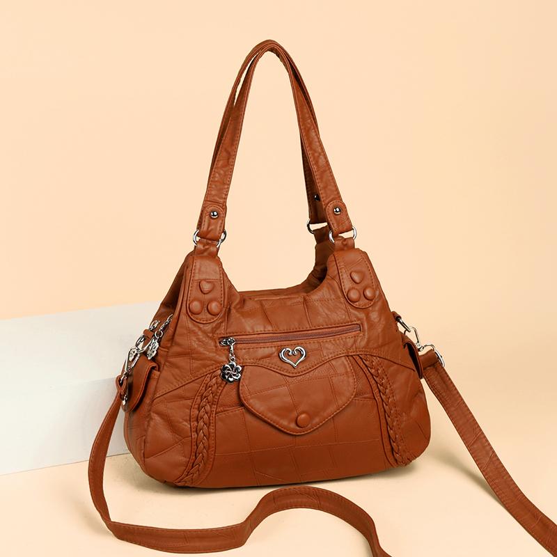 Middle-aged Mother Bag Women's Crossbody Bag Large Capacity Soft Leather Hand Shoulder Bag