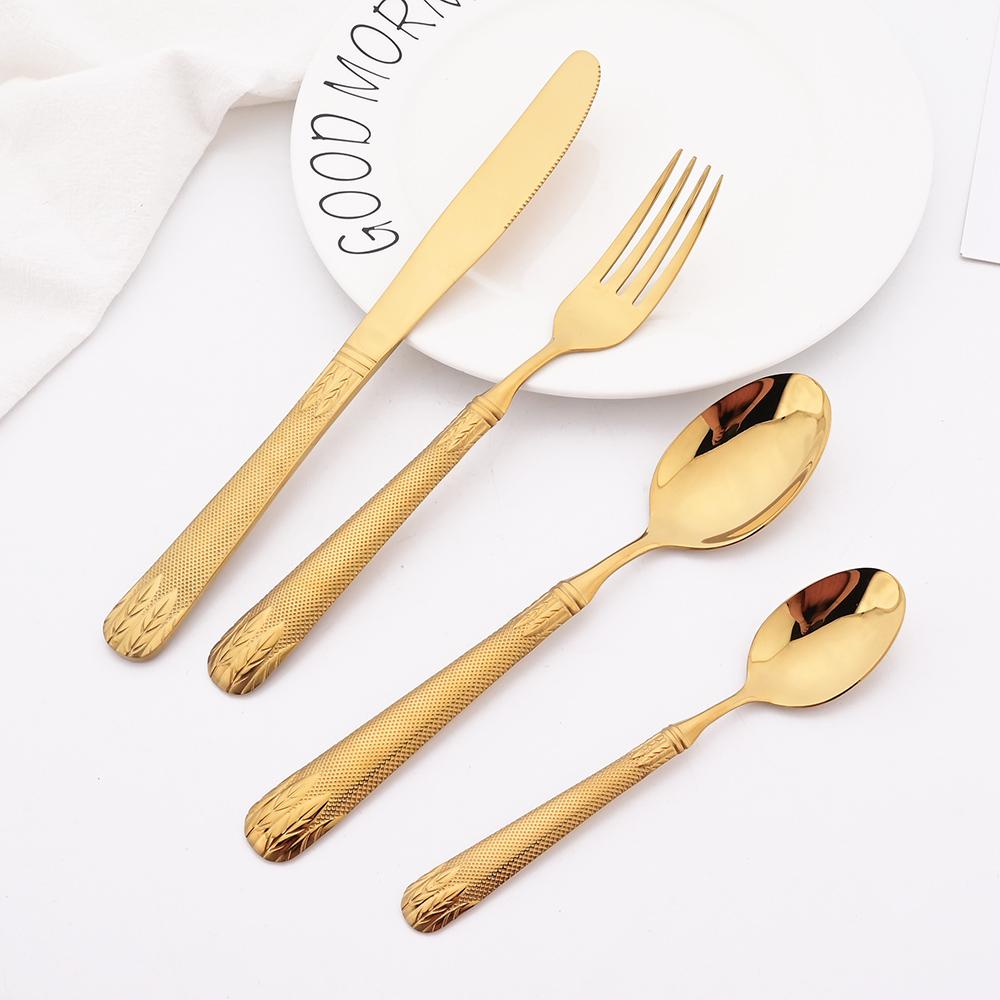 Arc-en-ciel Western 24 Pièces Vaisselle En Acier Inoxydable Couverts Cuisine Maison Vaisselle Ensemble Royal Dîner Couteau Cuillère Fourchette Couverts Ensemble (Color : Blue