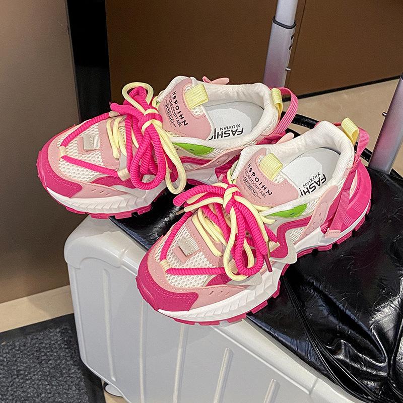 

New thick-soled tide 2025 dad shoes color matching Forrest Gump shoes women s American versatile casual sports autumn single shoes 39