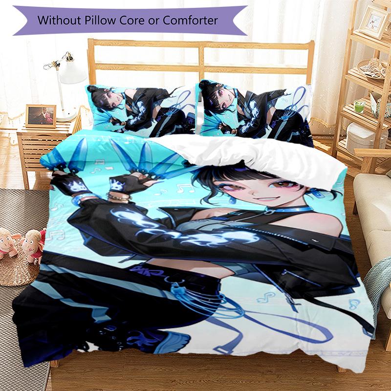 KPOP Hunter Juego de Cama de 3 Piezas Funda Nórdica Cierre Incluye 1 Funda Nórdica y 2 Fundas de Almohada para Todas las Estaciones Dormitorio Hogar Decoración de Dormitorio Universitario