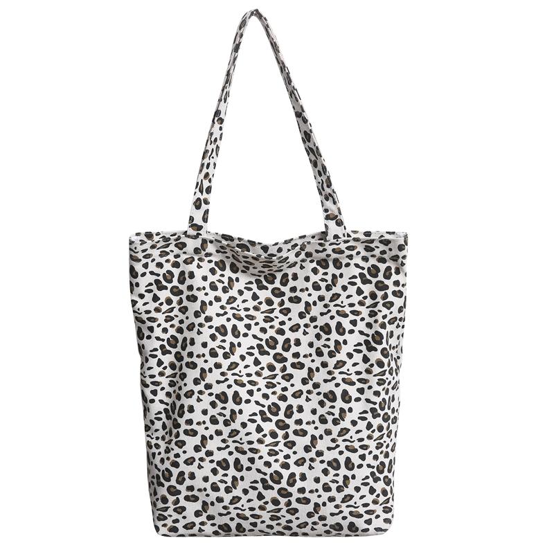 Leopard Print Large Capacity Tote Bag Women's Shoulder Bag Student Class Canvas Bag
