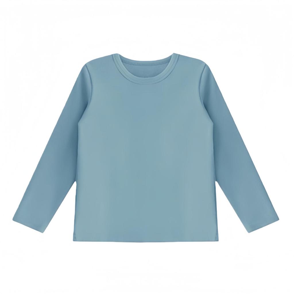 Kids' Long Sleeve Base Layer Top - Plain White or Black Pure Cotton T-shirt for Boys and Girls, Spring/Fall Wear