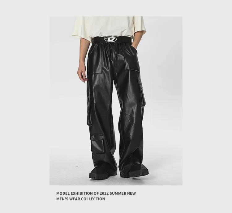Men's Street Punk Leather Multi-Pocket Casual Pants - Spring/Autumn Trend