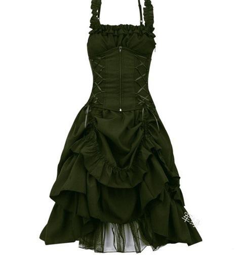 Women's Plus‑Size Gothic Lolita Cosplay Dress Square‑Neck Sleeveless Waist‑Tied Ball Gown Party Evening Dress