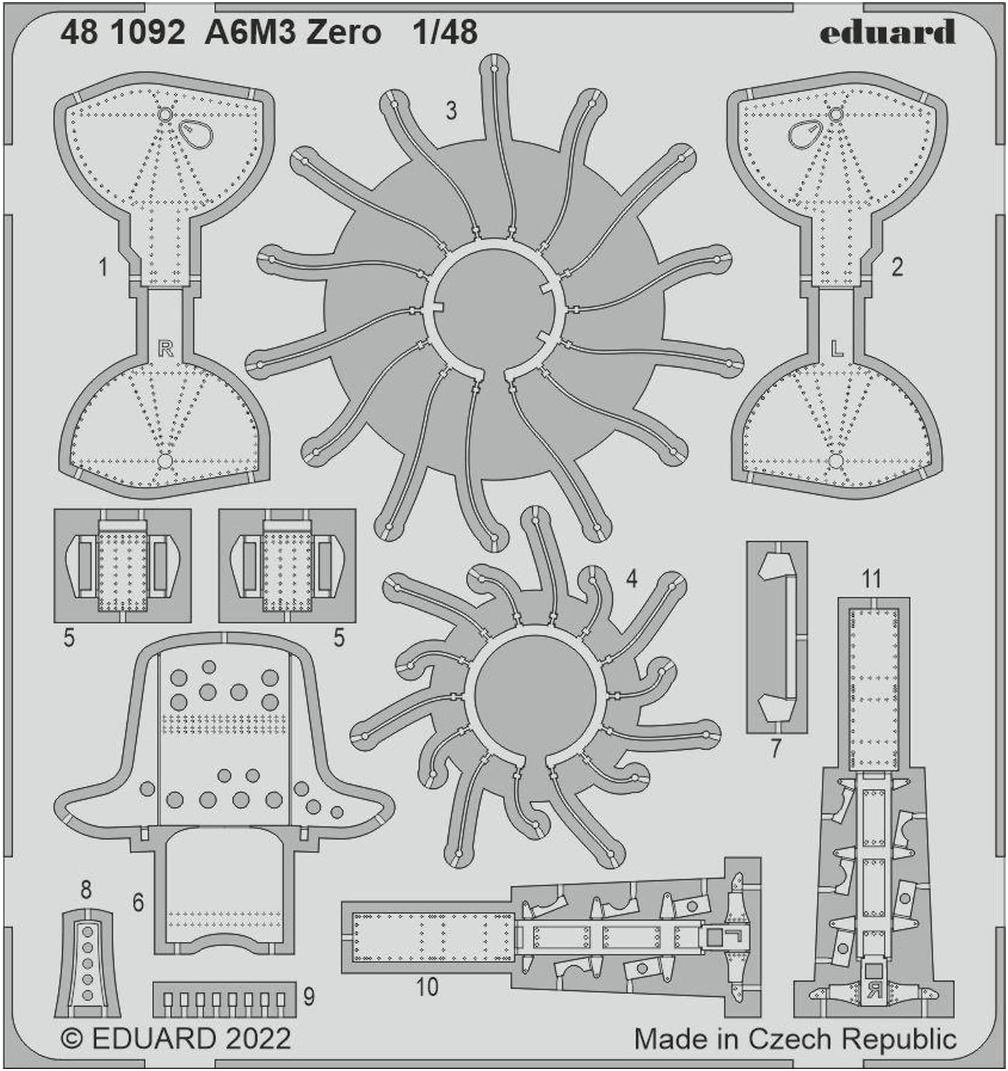 

Eduard Mitsubishi A6M Zero Type 32 Carrier Fighter Etched Parts Plastic Model Kit Parts EDU481092 1/48 (for Eduard)