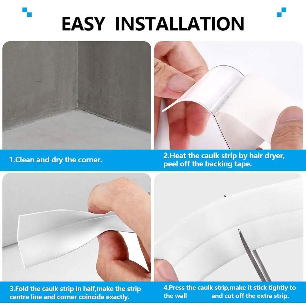 1 Roll PVC Sealing Strip Tape for Bathroom Bath Toilet Kitchen Caulk Tape Self Adhesive Waterproof Wall Sticker Mold Proof Tapes