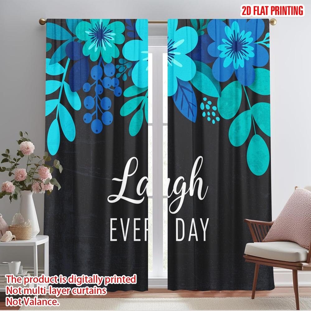 

2pcs 2D flat printing Scene Curtains Laugh Every Day Floral Wall Polyester Without Electricity Seasonal Party & Holiday Decor 52.50×116.00 CM 2pcs