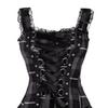 Steampunk Plaid Mini Dress for Women Lace Up Sleeveless A-Line Dress Medieval Renaissance Corset Lace