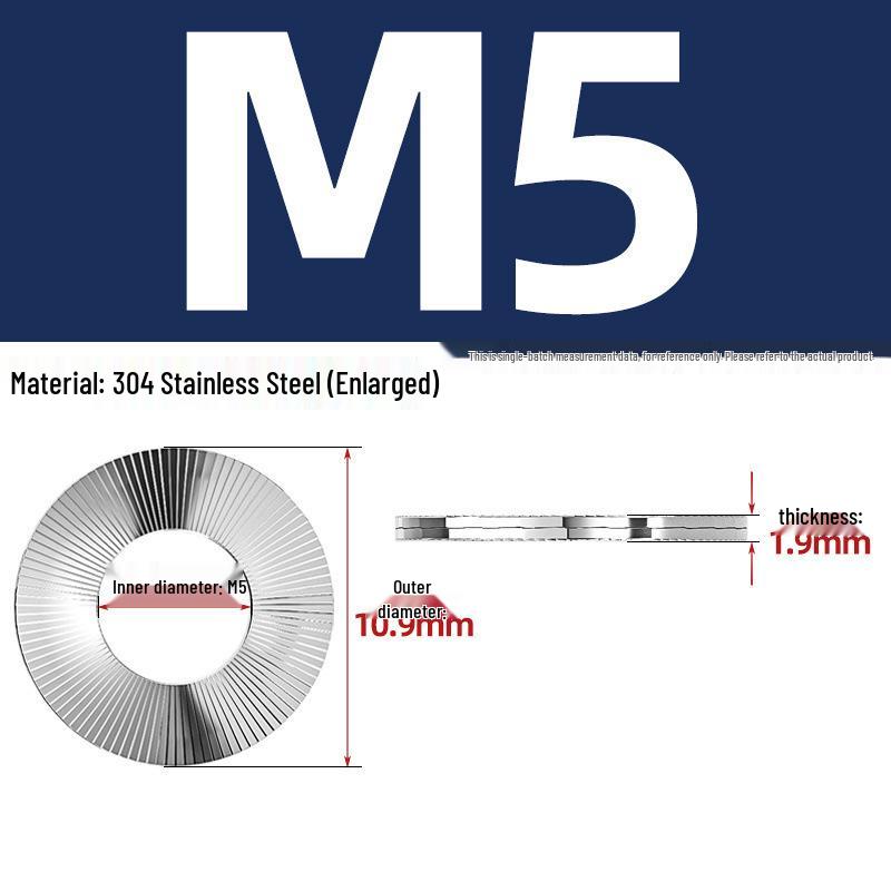 304 Stainless Steel Double Stack Self-Locking Washer with 65Mn Manganese, Anti-Loosening, Double-Sided Tooth Layer
