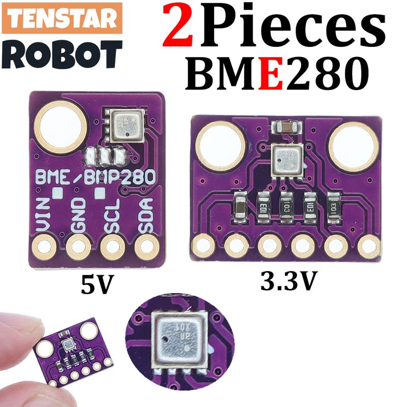 TENSTAR 2pcs BME280 3.3V 5V Digital Barometric Pressure Altitude Sensor I2C/SPI High Precision And Humidity Temperature Module