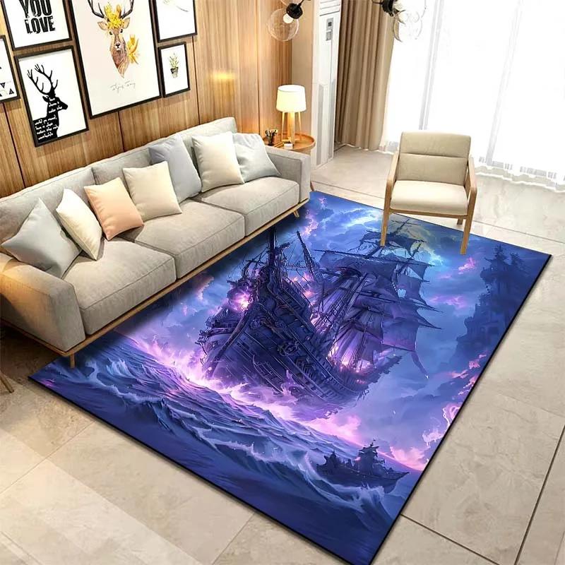Sizes ghost Ship Pirate Ship Pattern Rug Carpets Bedroom Living Room Bathroom Mat Creative Door Mat Cloakroom Decor Area Rug