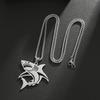 Unique Shark Hollow Pendant Necklace with Stainless Steel Cuban Chain, a Stylish Streetwear Piece for Men