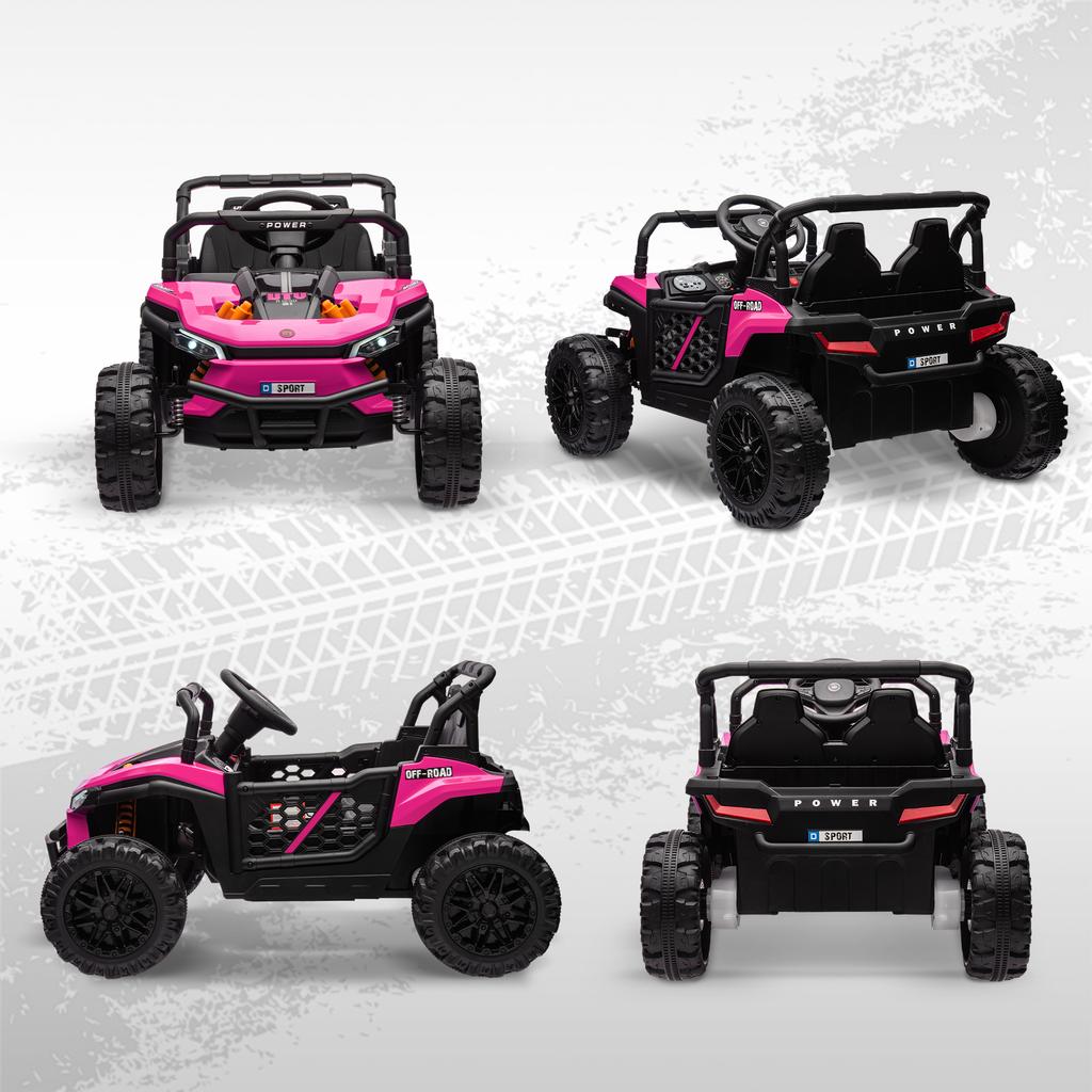 12V Battery Powered Ride on Truck w/ Remote, Four Suspension Wheels, Horn, Lights, Music, USB, for Ages 3-5 Years, Pink