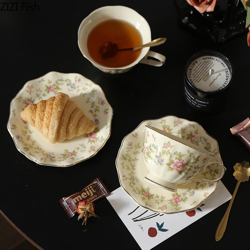 Gold-plated Classical Ceramic Cup&saucer Mugs Dining Table Coffee Mug Milk Cups Afternoon Tea Teacup Fruits Juice Container